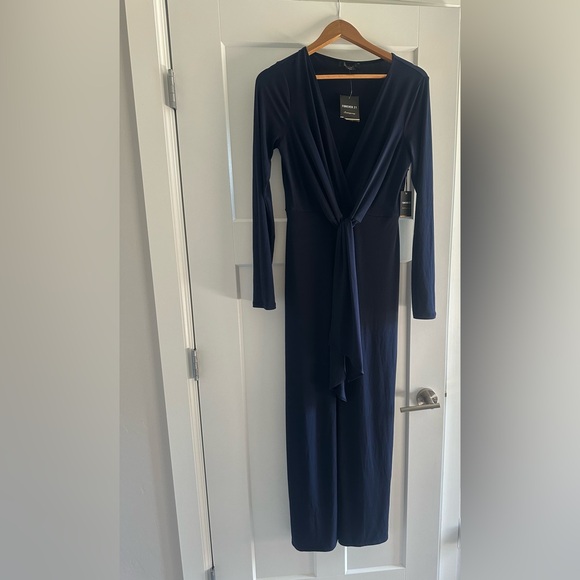Navy Blue Maxi Dress with slit - Picture 7 of 8